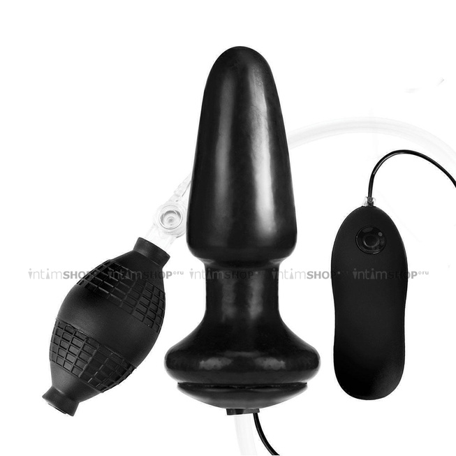 Анальная надувная пробка Lux Fetish Inflatable Vibrating Butt Plug  с вибрацией, черный - фото 1