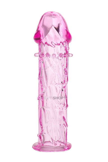 Насадка на член с усиками и реалистичным рельефом Toyfa, розовая - фото 3