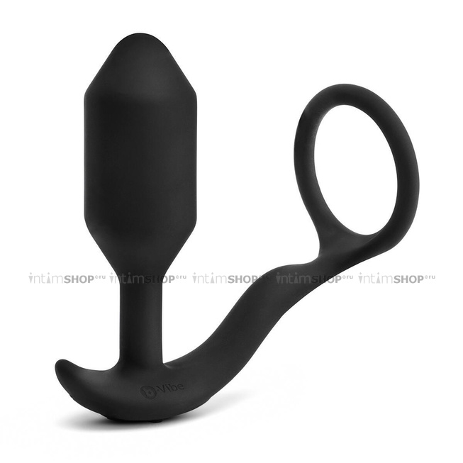 Вибропробка B-Vibe Vibrating Snug & Tug с эрекционным кольцом M, черный - фото 4