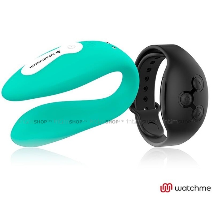 Вибратор для пар DreamLove Wearwatch Dual Pleasure Watchme с черным браслетом ДУ, зеленый
