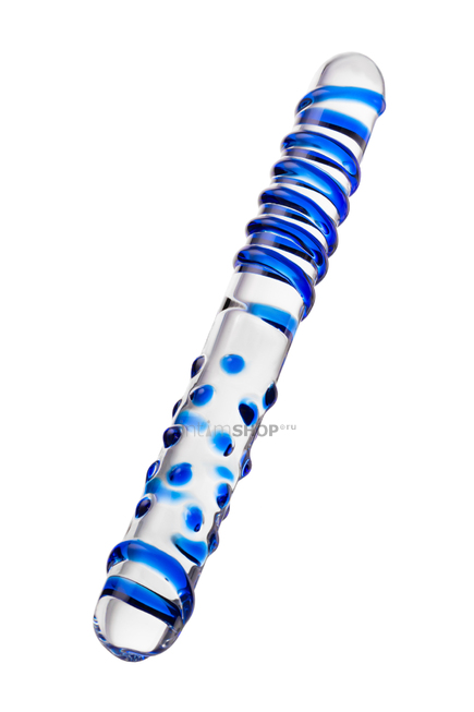 Двусторонний фаллоимитатор Sexus Glass 22 см, бесцветный, синий - фото 4