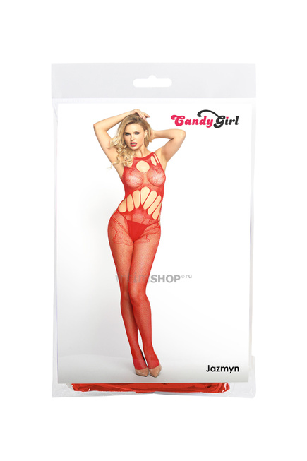 Комплект костюм-сетка и стринги Candy Girl Jazmyn красный, OS - фото 5