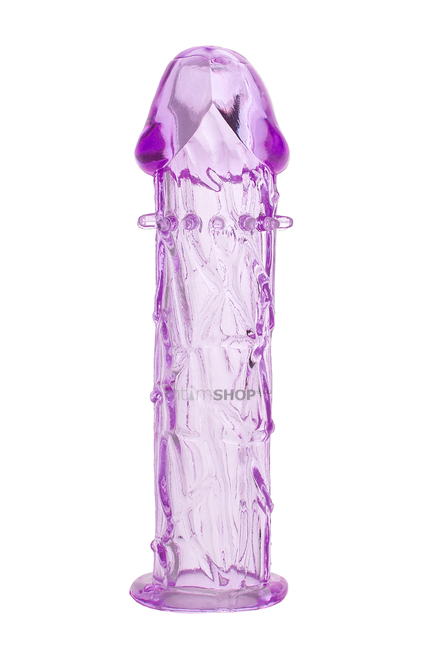 Насадка на член с усиками и реалистичным рельефом Toyfa, фиолетовая - фото 3