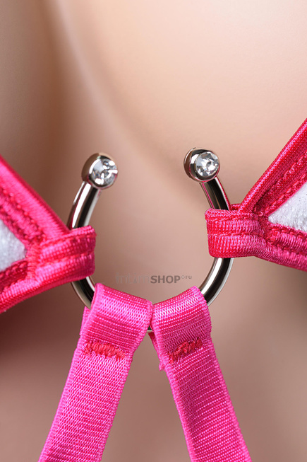 Костюм зайки Candy Girl (корсет, стринги, чулки, галстук-бабочка, ушки), бело-розовый, OS - фото 6