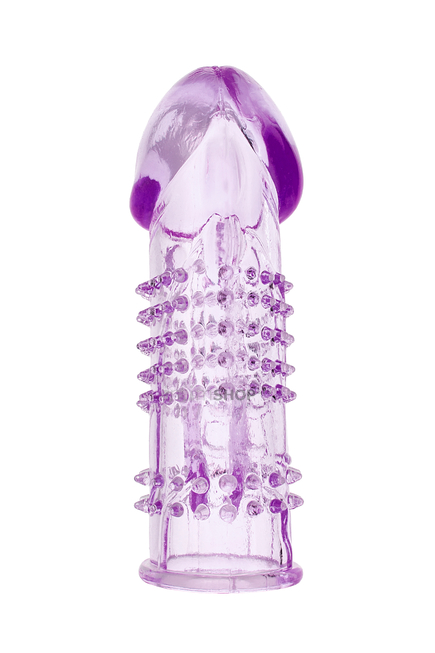 Насадка на член с шипиками и отростком для стимуляции клитора Toyfa, фиолетовая - фото 3