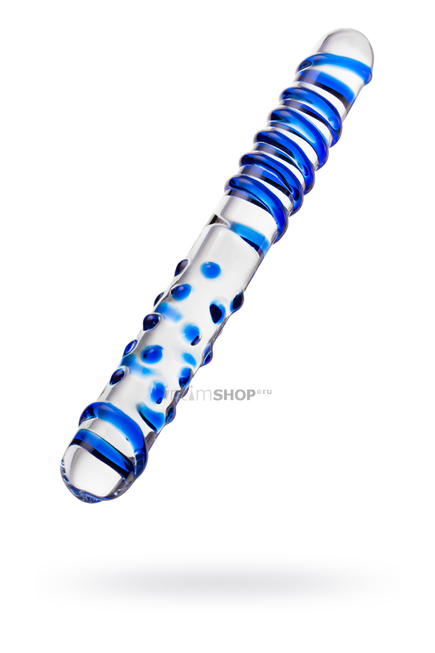 Двусторонний фаллоимитатор Sexus Glass 22 см, бесцветный, синий - фото 3