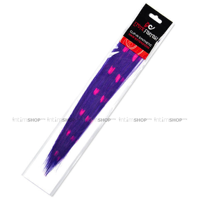 Локоны Цветные Clip-In, фиолетовые с розовыми сердечками - фото 1