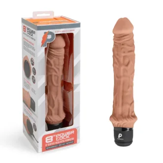 Вибратор PowerCocks Girthy 8" реалистичный 24.5 см, мокка