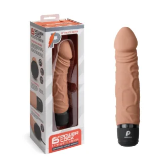 Вибратор PowerCocks Girthy 6.5" реалистичный 19 см, мокка