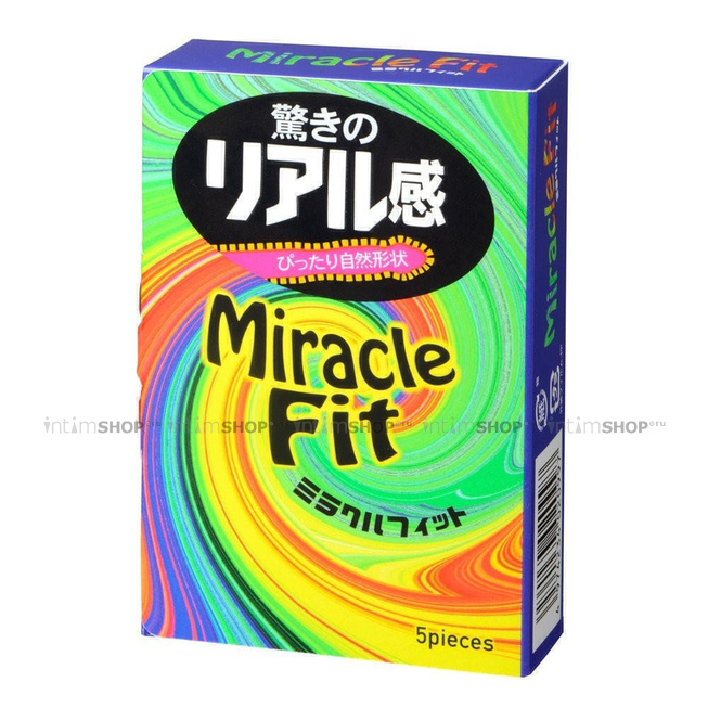 Латексные презервативы без спермонакопителя Sagami Miracle Fit, розовые, 5 шт - фото 1