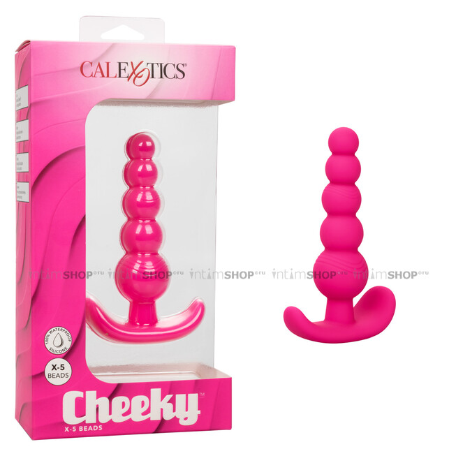 Анальная ёлочка CalExotics Cheeky X-5 Beads, розовая - фото 8