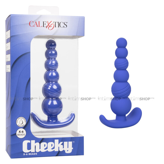 Анальная ёлочка CalExotics Cheeky X-6 Beads, синяя - фото 8