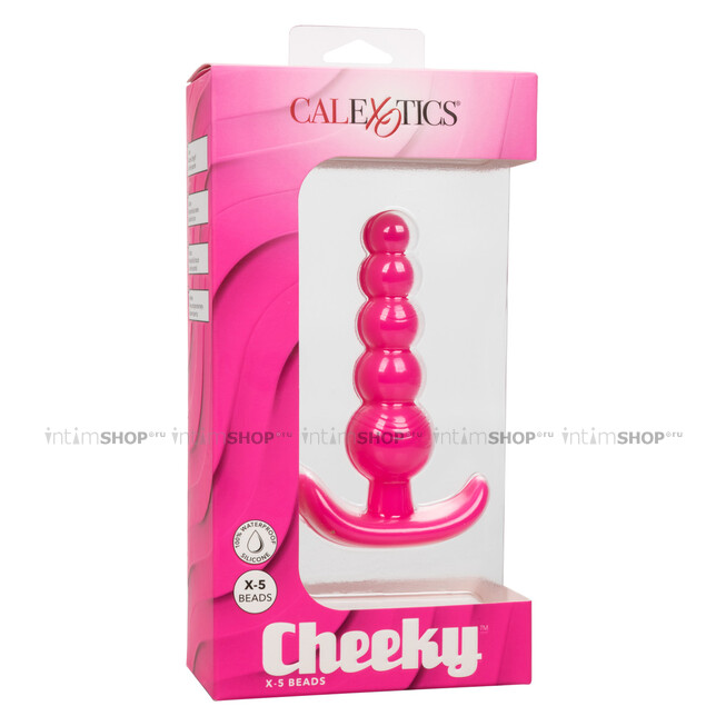 Анальная ёлочка CalExotics Cheeky X-5 Beads, розовая - фото 3