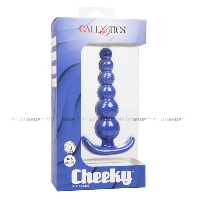 Анальная ёлочка CalExotics Cheeky X-6 Beads, синяя - фото 3