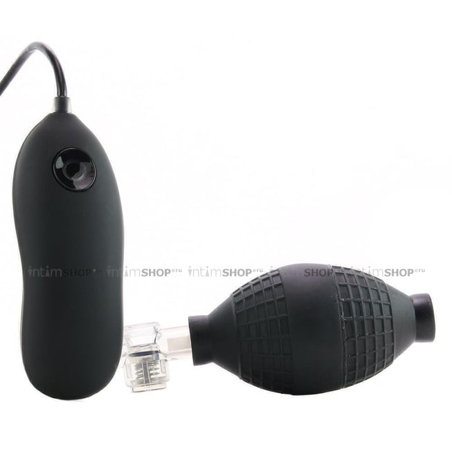 Анальная надувная пробка Lux Fetish Inflatable Vibrating Butt Plug  с вибрацией, черный - фото 5