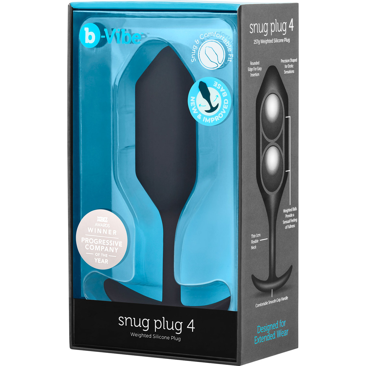 Анальная пробка для ношения b-Vibe Snug Plug 4 с переменным центром тяжести, черная