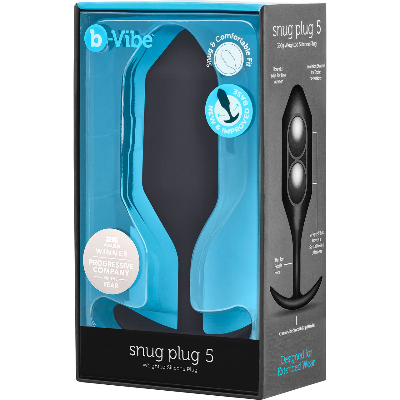 Анальная пробка для ношения b-Vibe Snug Plug 5 с переменным центром тяжести, черная