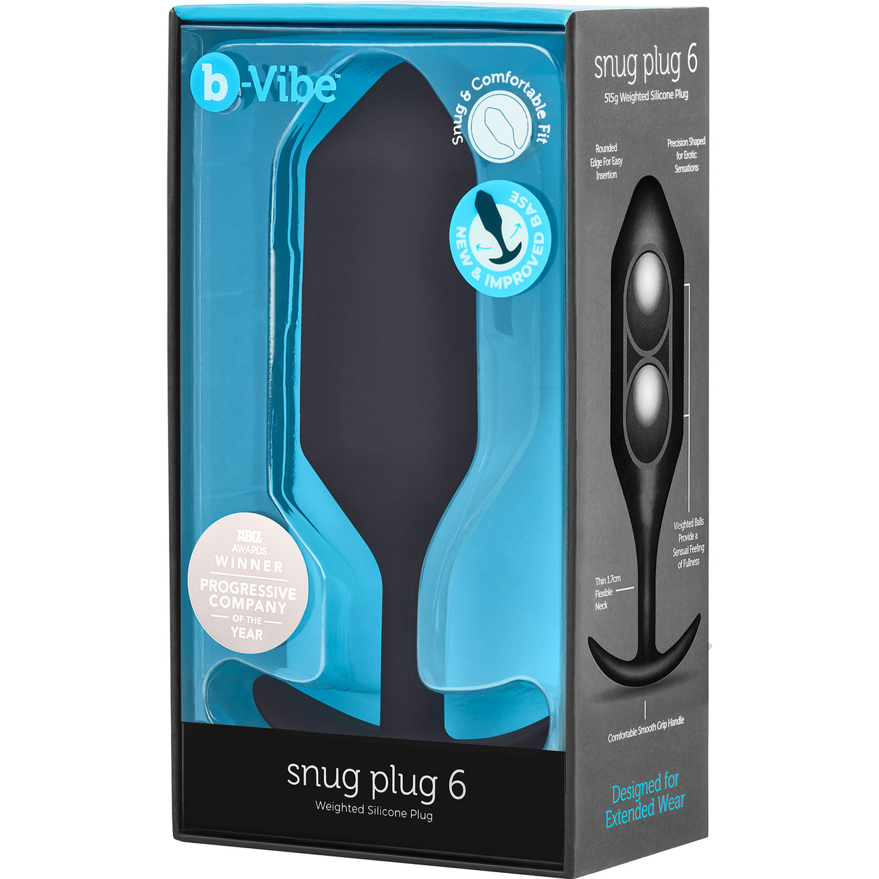 Анальная пробка для ношения b-Vibe Snug Plug 6 с переменным центром тяжести, черная