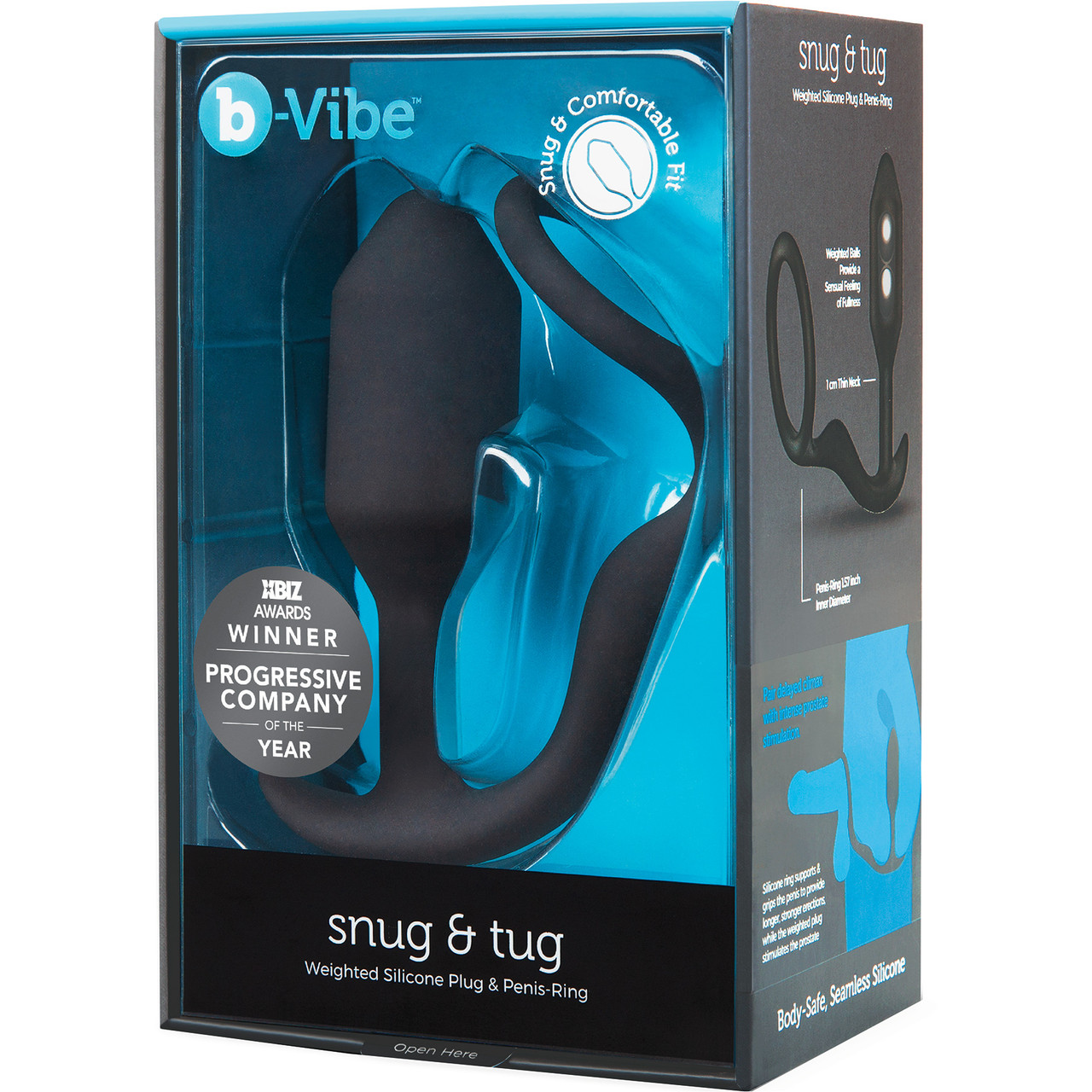 Анальная пробка с эрекционным кольцом b-Vibe Snug & Tug, черный