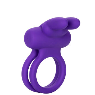 Виброкольцо с подхватом мошонки CalExotics Dual Rockin' Rabbit, фиолетовое