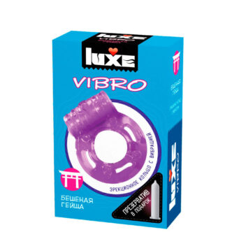 Виброкольцо Luxe Vibro Бешеная гейша + презерватив, фиолетовое