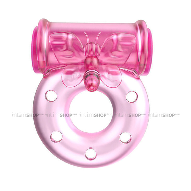 Эрекционное виброкольцо Baile Бабочка, розовый - фото 8