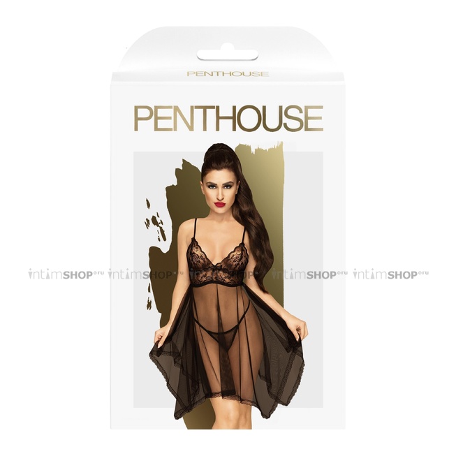 Комплект бэби-долл и трусики Penthouse Naughty Doll черный, M/L - фото 2