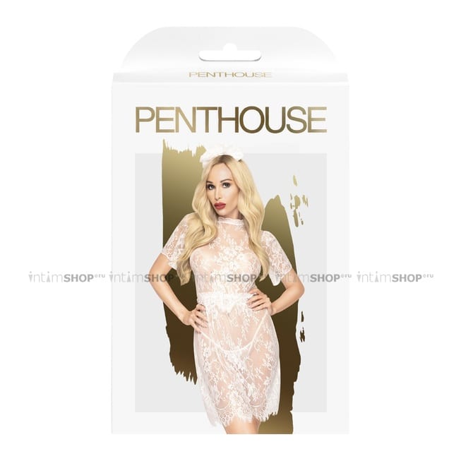 Комплект Penthouse Poison Cookie эротическое платье, трусики, наколка, белый, M/L - фото 3