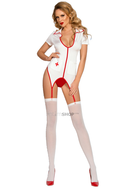 Костюм Candy Girl Медсестра Leann OS, бело-красный - фото 3