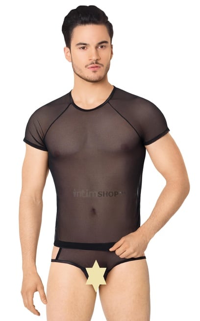 

Костюм-сетка с вырезами по бокам мужской SoftLine Collection (майка, шорты), чёрный, XL