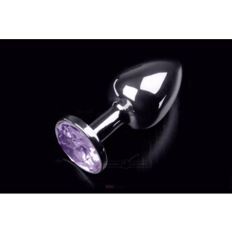 Маленькая анальная пробка с фиолетовым кристаллом Пикантные Штучки, серебристый