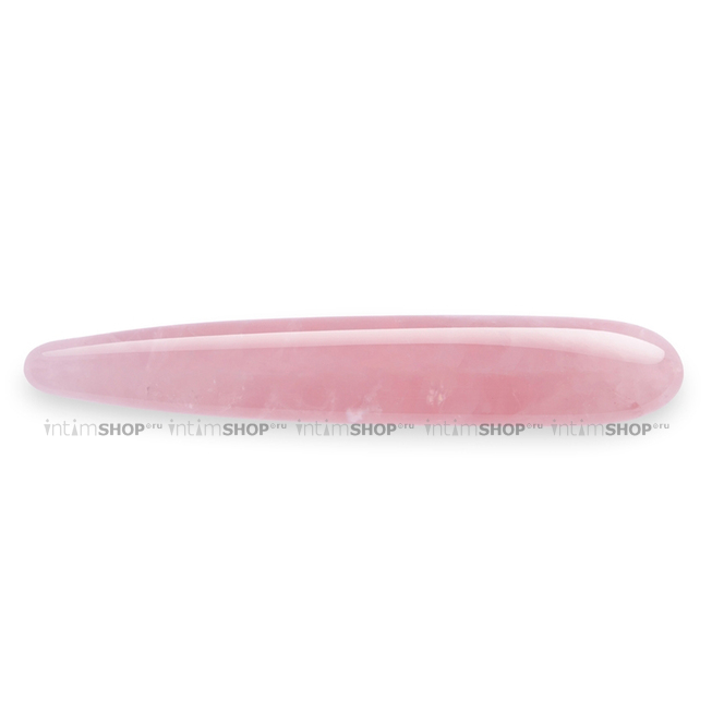 Двусторонний фаллоимитатор из розового кварца Le Wand Crystal Slim Wand 17.8 см, розовый - фото 5