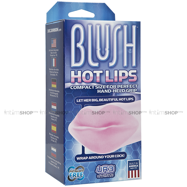 Мастурбатор-ротик Doc Johnson Blush ULTRASKYN™ Hot Lips Stroker, бесцветный с розовыми губами - фото 2