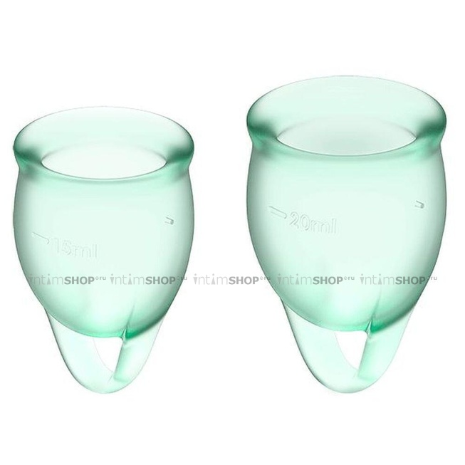 Менструальные чаши Satisfyer Feel Confident, 2 шт в наборе, светло-зелёный - фото 1