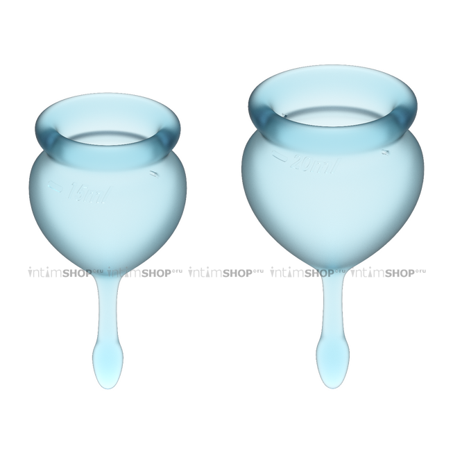 Менструальные чаши Satisfyer Feel Good, 2 шт в наборе, голубой - фото 1