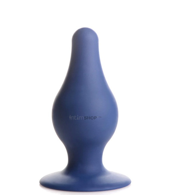 Мягкая анальная пробка XR Brands Squeeze-It Tapered Large, синяя - фото 1