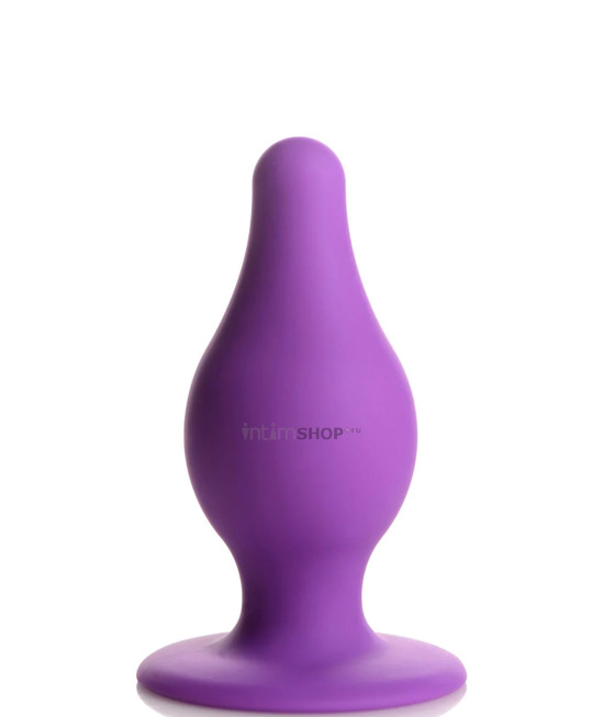 Мягкая анальная пробка XR Brands Squeeze-It Tapered Medium, фиолетовая - фото 1