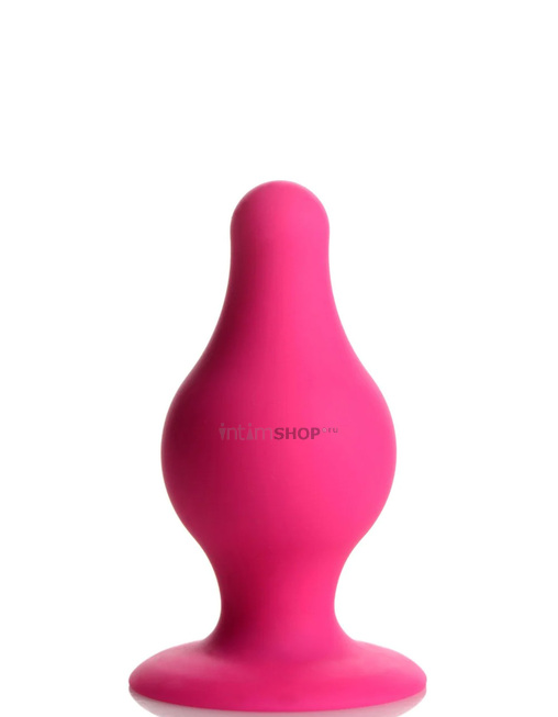 Мягкая анальная пробка XR Brands Squeeze-It Tapered Small, розовая - фото 1