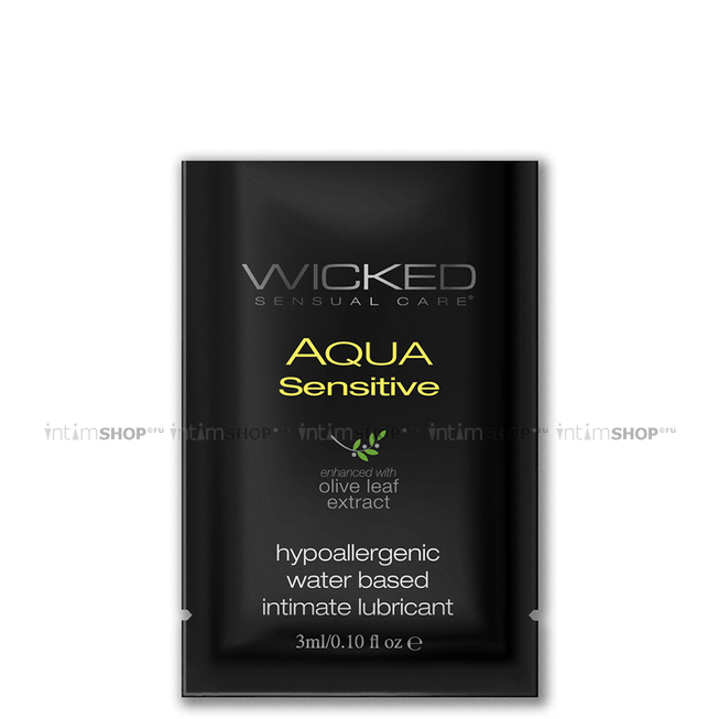 Мягкий лубрикант Wicked Aqua Sensitive на водной основе, 3 мл саше - фото 1