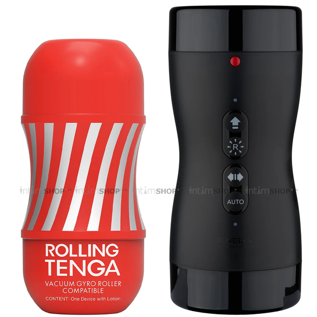 

Набор Tenga Vacuum Gyro Roller с мастурбатором Rolling Cup с всасыванием и вращением, черный