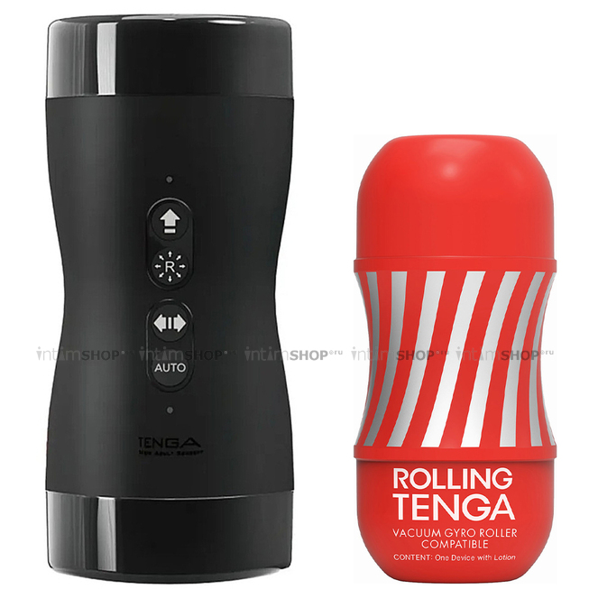 

Набор Tenga Vacuum Gyro Roller с мастурбатором Tenga Rolling Cup с ротацией и вакуумом, черный