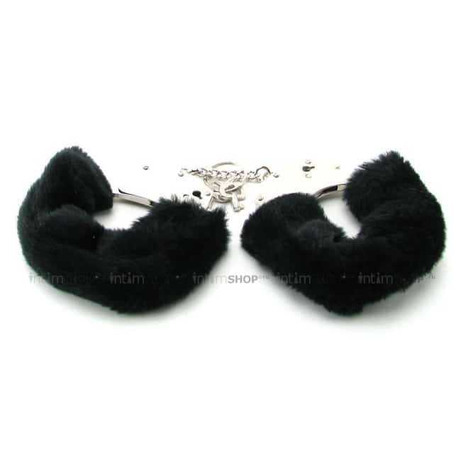 Наручники металлические Pipedream Furry Cuffs с мехом, черные - фото 2