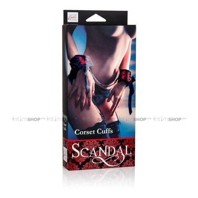 Наручники California Exotic Novelties Scandal Corset Cuffs на завязках, красный - фото 2
