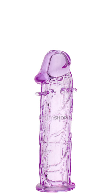 Насадка на член с усиками и реалистичным рельефом Toyfa, фиолетовая - фото 1