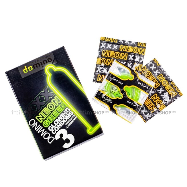 Презервативы Domino Neon №3 светящиеся, зеленые, 3 шт - фото 2