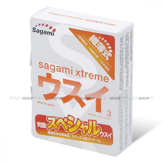 Ультратонкие латексные презервативы Sagami Xtreme Superthin, 3 шт - фото 1