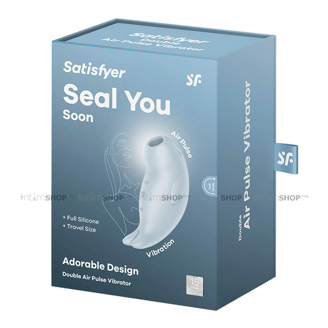 Вакуумно-волновой стимулятор клитора с вибрацией Satisfyer Seal You Soon, голубой - фото 2