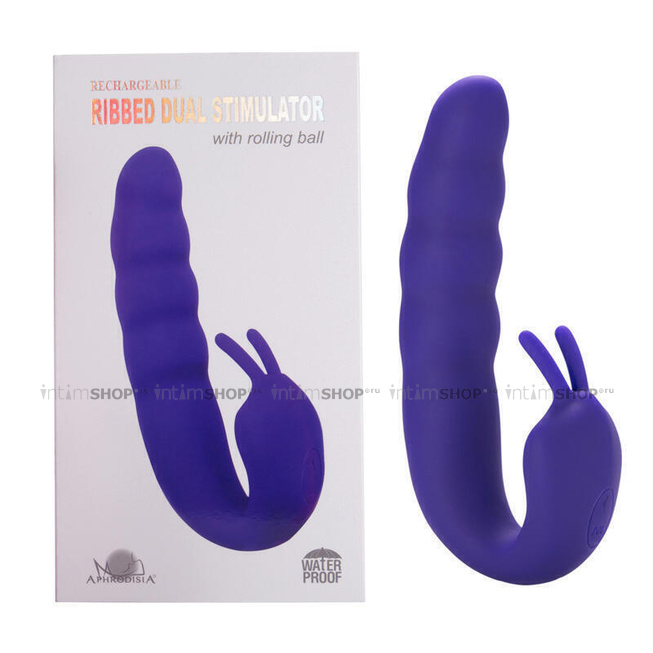 Вибратор Aphrodisia Ribbed Dual Stimulator с пульсирующим шариком, фиолетовый - фото 2