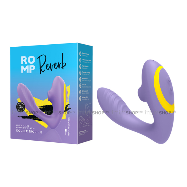 Вакуумно-волновой стимулятор с вибрацией Romp Reverb, фиолетовый - фото 2