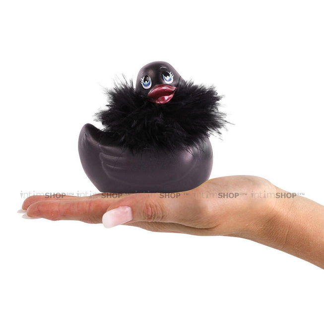 Вибратор-уточка Big Teaze Toys I Rub My Duckie 2.0, с мехом, черный - фото 3